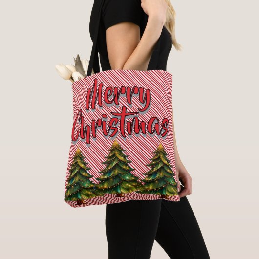 Merry Christmas Tree Candy Cane Fun Holiday Tasche (Von Nahem)