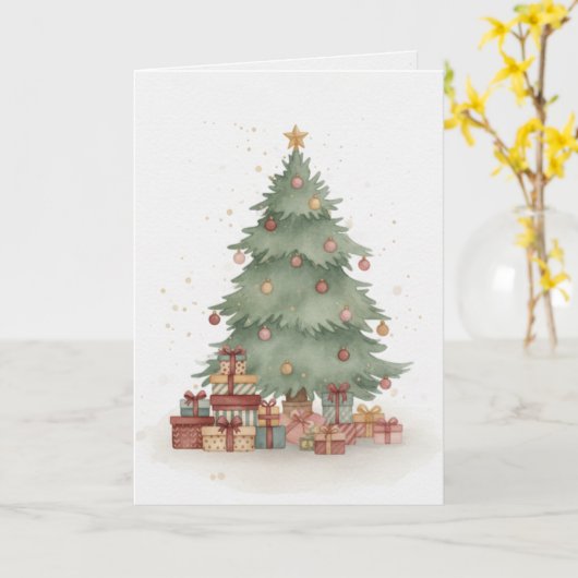 Merry Christmas Tree Card Gifts Under the Tree Karte (Gelbe Blume)