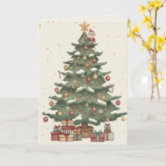 Merry Christmas Tree Card Gifts Under the Tree Karte (Gelbe Blume)