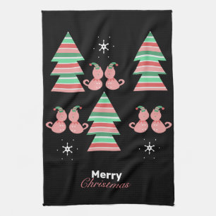 Merry Christmas Tree Cat Pattern Geschirrtuch