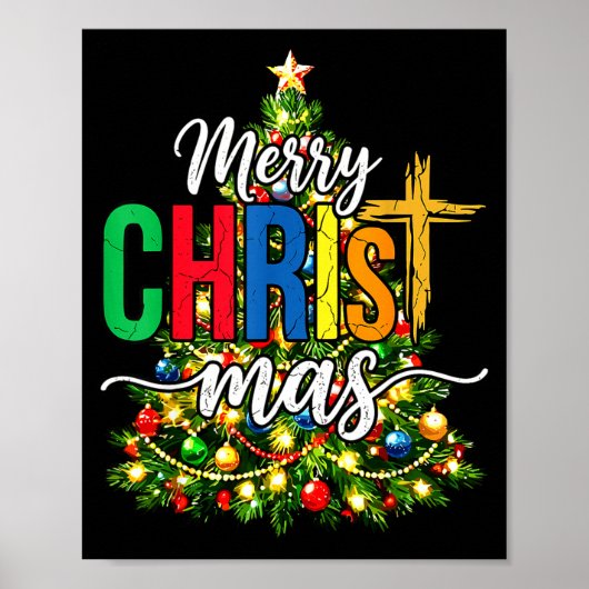 Merry Christmas Tree Christian Xmas Poster (Vorne)