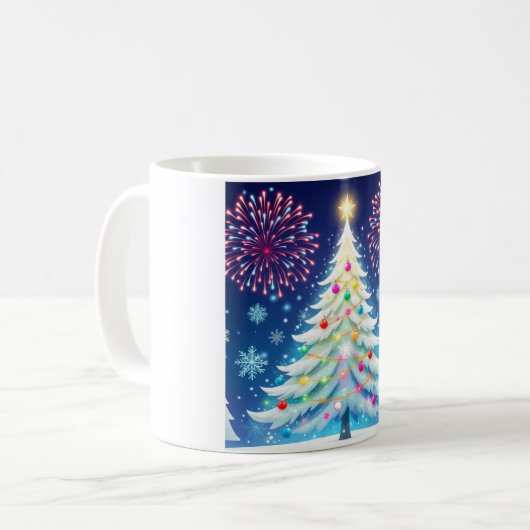 Merry Christmas Tree Coffee Mug – Winter Festival Kaffeetasse (Vorderseite Links)