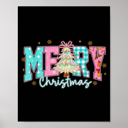 Merry Christmas Tree Coquette Bow Xmas Holiday Wom Poster (Vorne)