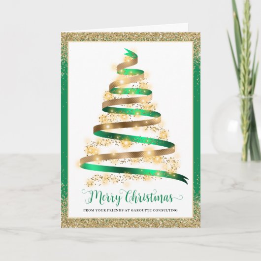 Merry Christmas Tree Corporate Business Logo Feiertagskarte (Vorderseite)
