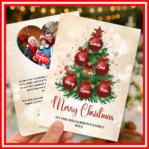 Merry Christmas Tree Custom FOTO Familienname Feiertagskarte