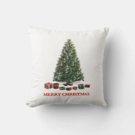 Merry Christmas. Tree (design 1) with gifts Kissen