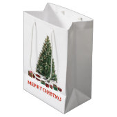 Merry Christmas. Tree (design 1) with gifts Mittlere Geschenktüte (Vorderseite Schrägansicht)