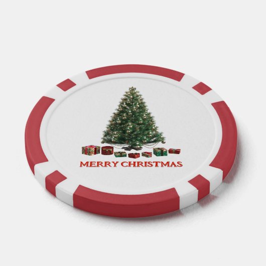 Merry Christmas. Tree (design 1) with gifts Pokerchips (Einzeln)