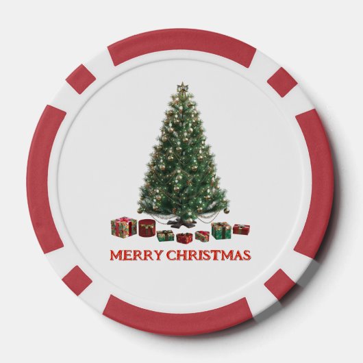 Merry Christmas. Tree (design 1) with gifts Pokerchips (Rückseite)