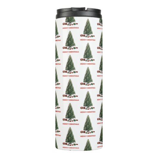 Merry Christmas. Tree (design 1) with gifts Thermosbecher (Rückseite)