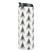 Merry Christmas. Tree (design 1) with gifts Thermosbecher (Nach rechts gedreht)