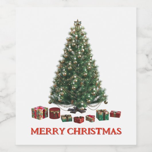 Merry Christmas. Tree (design 1) with gifts Weinetikett (Einzelnes Label)