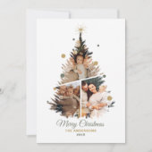 Merry Christmas Tree Family Custom Images Dots Dankeskarte (Vorderseite)