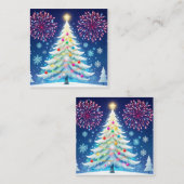 Merry Christmas Tree Festive Wall Art – Seasonal D Quadratische Visitenkarte (Vorne/Hinten)