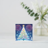 Merry Christmas Tree Festive Wall Art – Seasonal D Quadratische Visitenkarte (Stehend Vorderseite)