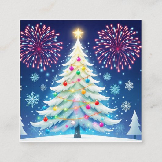 Merry Christmas Tree Festive Wall Art – Seasonal D Quadratische Visitenkarte (Vorderseite)