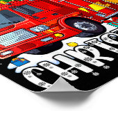 Merry Christmas Tree Firetruck Pajama Firefighter Poster (Ecke)