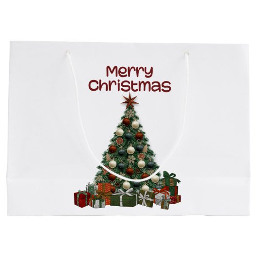 Merry Christmas Tree Gift Bag Große Geschenktüte (Rückseite)