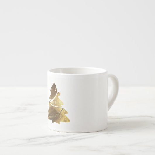 Merry Christmas Tree Gold Look Elegant Espressotasse (Vorderseite Rechts)
