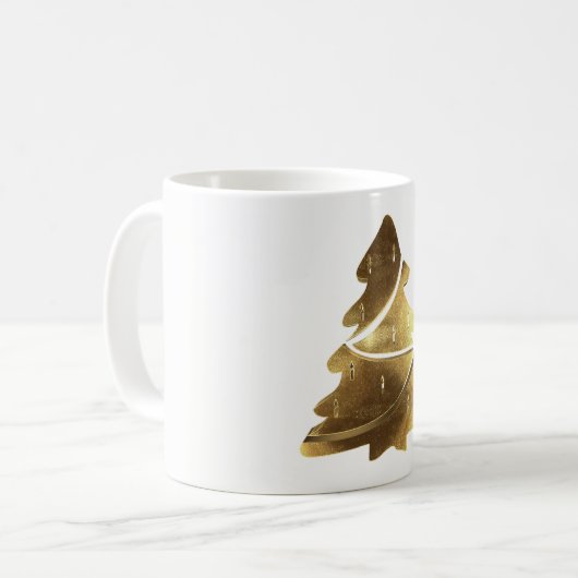 Merry Christmas Tree Gold Look Elegant Kaffeetasse (Vorderseite Links)