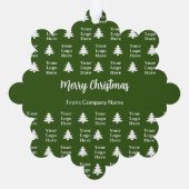 Merry Christmas Tree Green White Company Logo Ornament Karte (Rückseite)