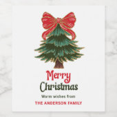 Merry Christmas Tree Holiday Party Weinetikett (Einzelnes Label)