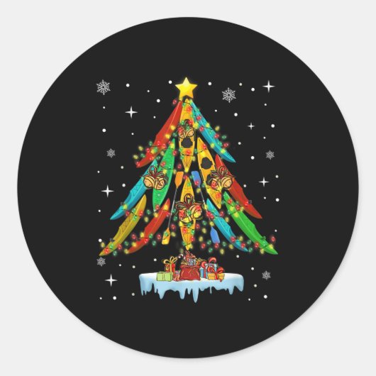 Merry Christmas Tree Kayak Kayaking - Uni-adults,  Runder Aufkleber (Vorderseite)