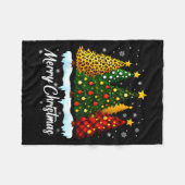 Merry Christmas Tree Leopard Plaid Pajamas Xmas Wo Fleecedecke (Vorderseite (Horizontal))