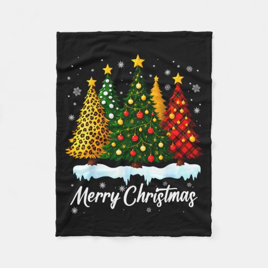 Merry Christmas Tree Leopard Plaid Pajamas Xmas Wo Fleecedecke (Vorderseite)