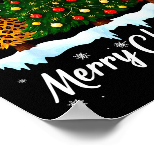 Merry Christmas Tree Leopard Plaid Pajamas Xmas Wo Poster (Ecke)