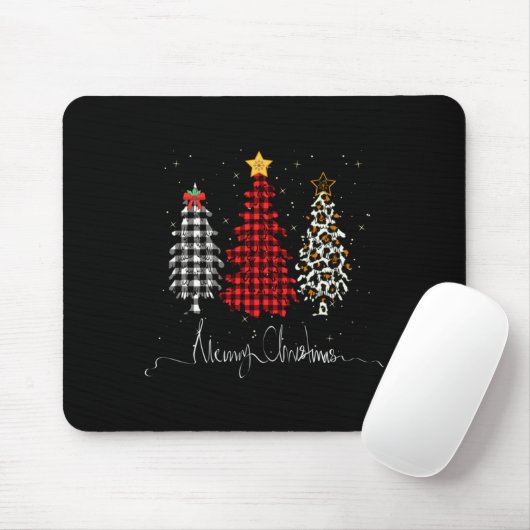 Merry Christmas Tree Leopard Plaid Printed Mousepad (Mit Mouse)