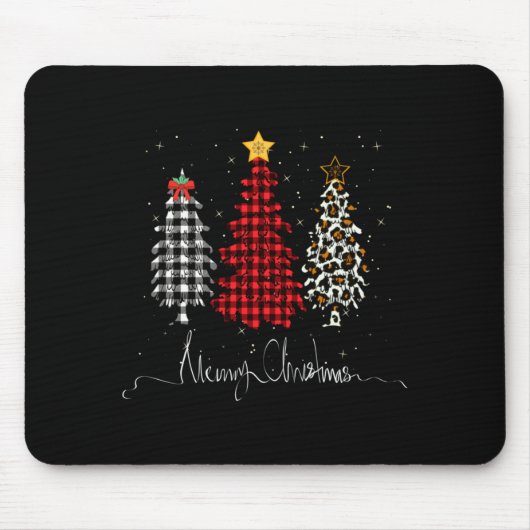 Merry Christmas Tree Leopard Plaid Printed Mousepad (Vorne)