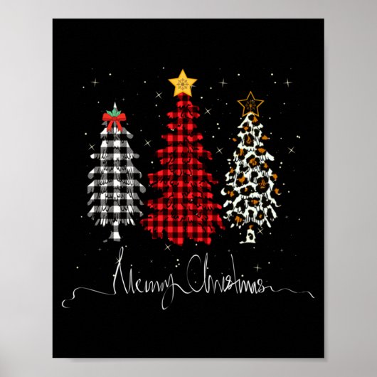 Merry Christmas Tree Leopard Plaid Printed Poster (Vorne)