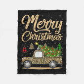 Merry Christmas Tree Leopard Truck Xmas Family Paj Fleecedecke (Vorderseite)