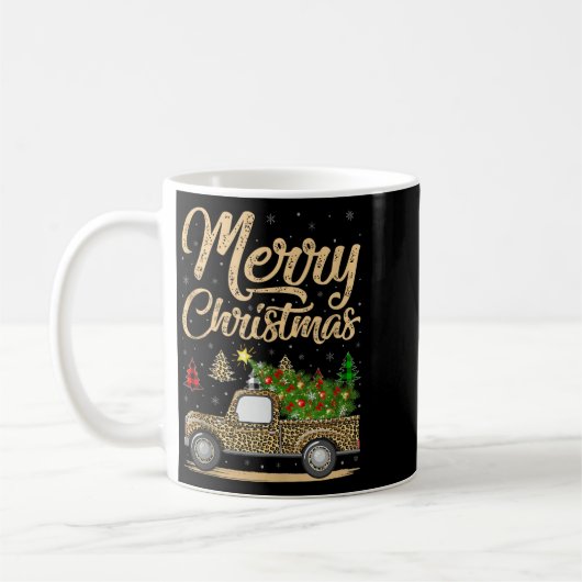 Merry Christmas Tree Leopard Truck Xmas Family Paj Kaffeetasse (Links)