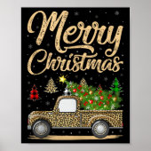 Merry Christmas Tree Leopard Truck Xmas Family Paj Poster (Vorne)
