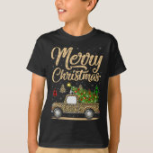 Merry Christmas Tree Leopard Truck Xmas Family Paj T-Shirt (Vorderseite)