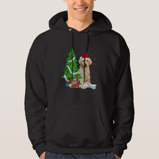 Merry Christmas Tree Light Santa Hat Dog Labrador  Hoodie (Vorderseite)