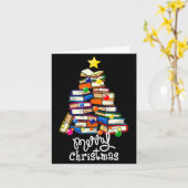 Merry Christmas Tree Love Reading Books Librarian Karte (Gelbe Blume)