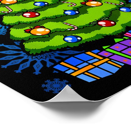 Merry Christmas Tree, Men Women Kids, Xmas  Poster (Ecke)