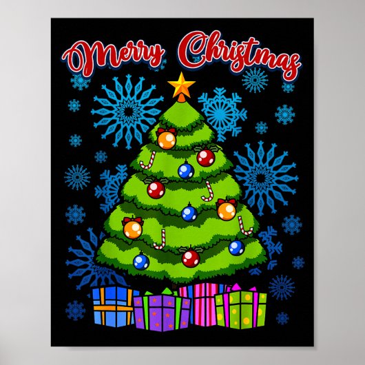 Merry Christmas Tree, Men Women Kids, Xmas  Poster (Vorne)