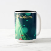 Merry Christmas Tree Mug – Festive Holiday Coffee Zweifarbige Tasse (VorderseiteRechts)