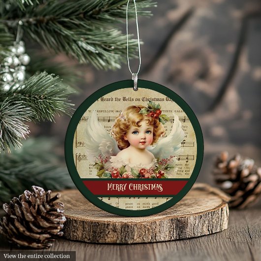 Merry Christmas Tree Ornament Vintage Angel