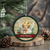 Merry Christmas Tree Ornament Vintage Angel