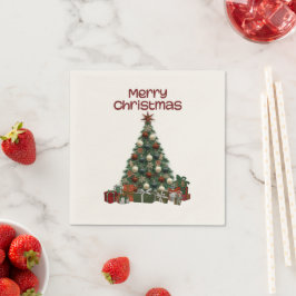Merry Christmas Tree Paper Napkin Serviette