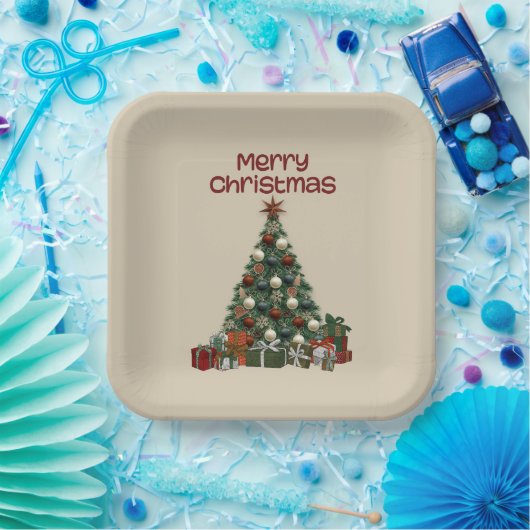 Merry Christmas Tree Paper Plate Pappteller (Party)