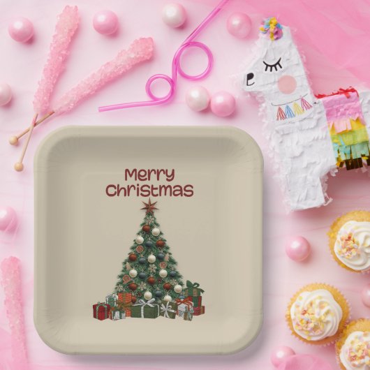 Merry Christmas Tree Paper Plate Pappteller (Party)