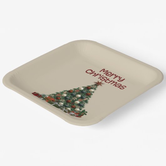 Merry Christmas Tree Paper Plate Pappteller (Gewinkelt)