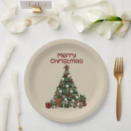 Merry Christmas Tree Paper Plate Pappteller