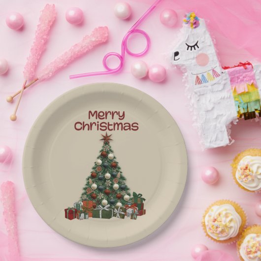 Merry Christmas Tree Paper Plate Pappteller (Party)